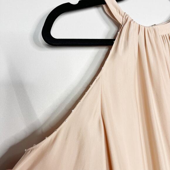 Ramy Brook XSmall Blush Pink The Jackson Cold Shoulder Studded Blouse Top Satin - Picture 4 of 13